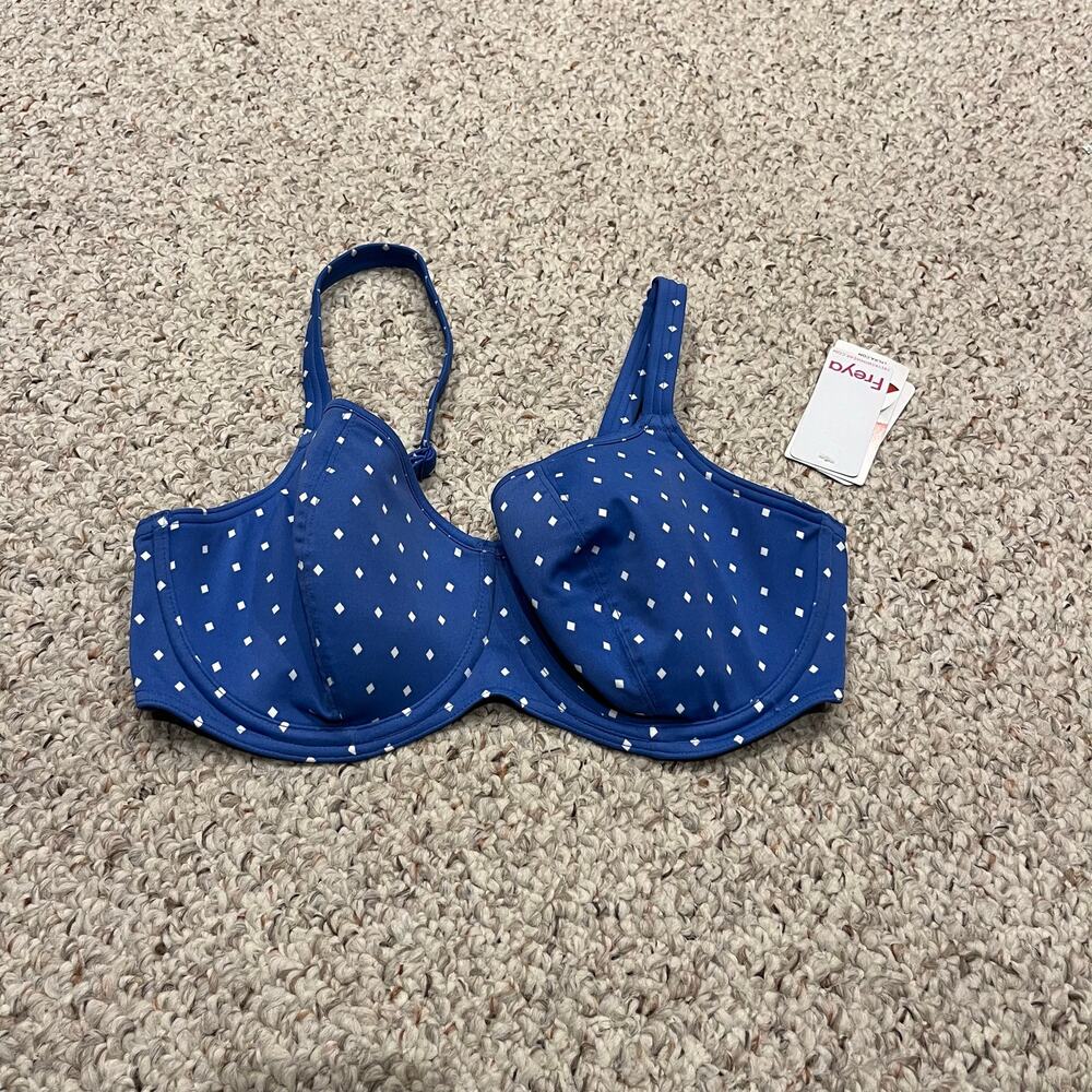 NEW Freya Jewel Cove Polka Dot Bikini Top 36DDD Underwire Beach Vacation Coastal